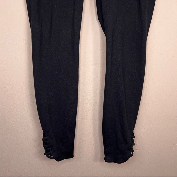 Large Black Glitter Knit Fleece Lined Leggings Pull On Stretch Comfortable - Picture 6 of 12